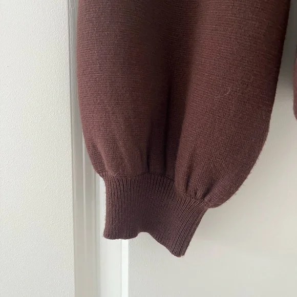 Joie Chocolate Brown Balloon Sleeve V-Neck Cardigan - Picture 4 of 6